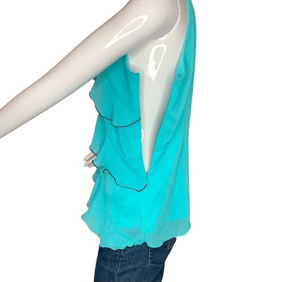 IZ Byer Women Ruffles Blouse Sleeveless Hidden Side Zipper Full Lining S… - Picture 7 of 12